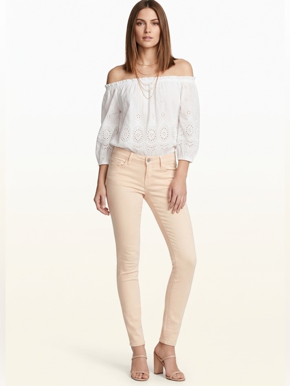 New Light Beige Low Rise Stretchy Jeggings